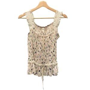 Jill Stuart Floral Lace Blouse Top in Pink Coquette